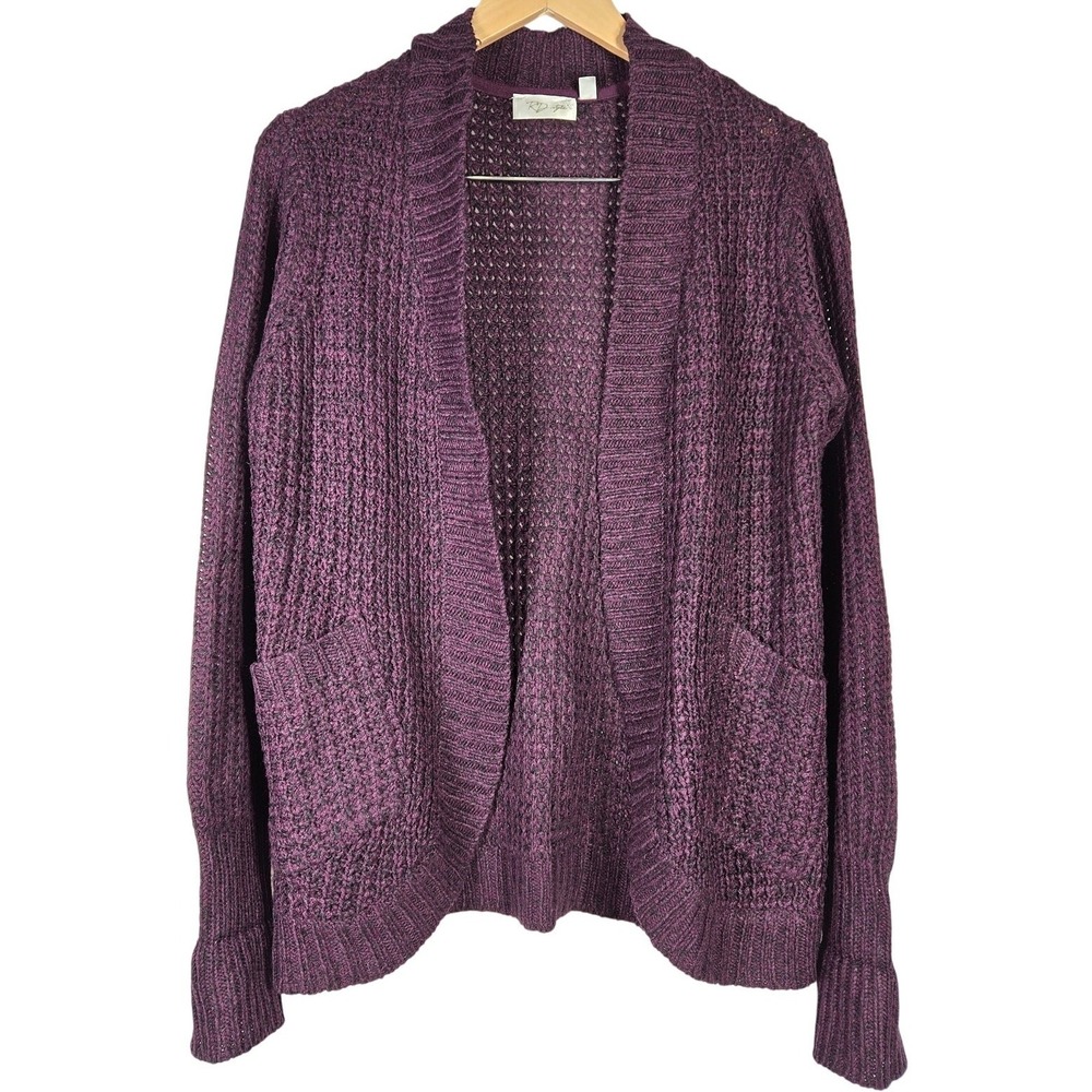 RD Style Montoya Open‎ Long Sleeve Cardigan Dark Purple XS NWOT